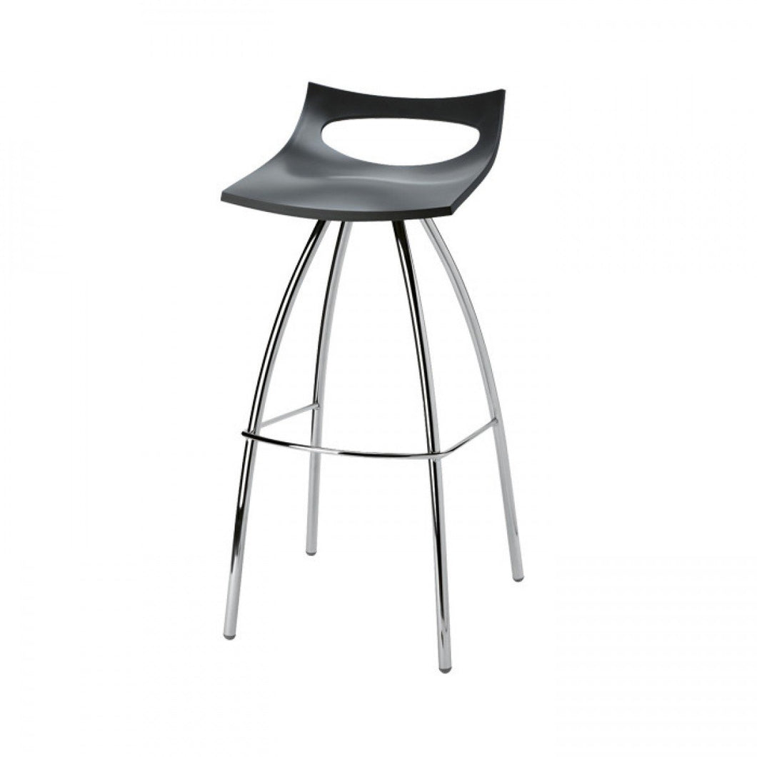 Fixed stool made in Italy. Seat height 65 cm or 80 cm. Suitable for kitchen. Seat in technopolymer is available in several colours. 